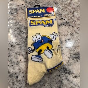 SPAM funny Brand Yellow Crew Socks